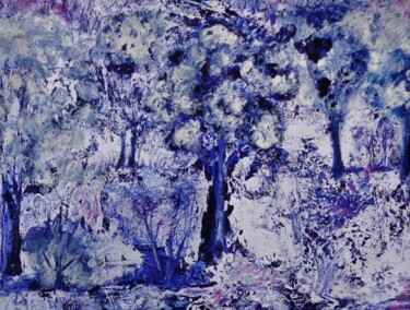Peinture intitulée "le verger sous la n…" par Francisco Mendes, Œuvre d'art originale, Huile