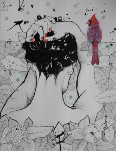 Peinture intitulée "encre" par Catherine Cornec, Œuvre d'art originale, Encre