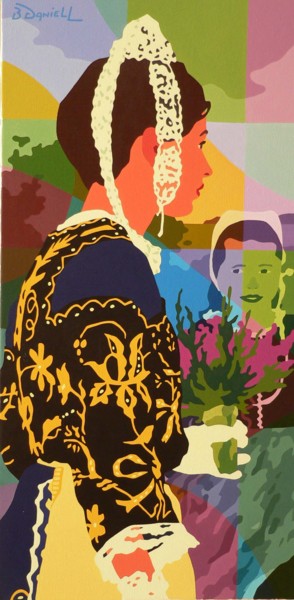 Peinture intitulée "Jeune femme en cost…" par Danielle Braillon (DANIELL), Œuvre d'art originale, Huile