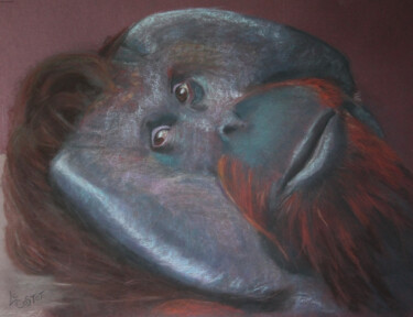 Peinture intitulée "Le penseur 2 . oran…" par Catherine Costet (Lccat), Œuvre d'art originale, Pastel
