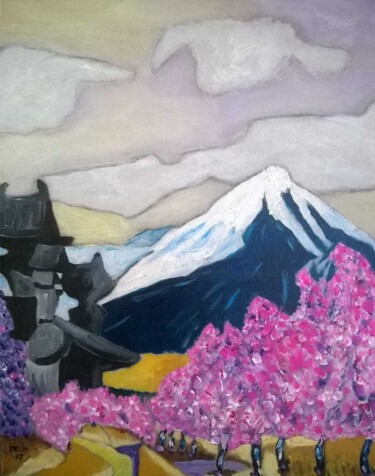 Peinture intitulée "Les cerisiers" par Marc Felix, Œuvre d'art originale, Acrylique