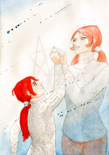 Peinture intitulée "L'étoile" par Julien Cachemaille, Œuvre d'art originale, Aquarelle