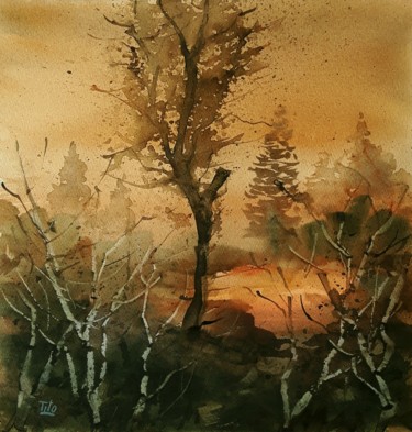 Pittura intitolato "Autunno 5" da Tito Fornasiero, Opera d'arte originale, Acquarello