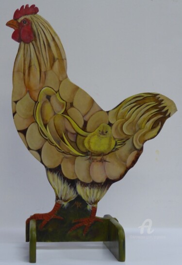 Peinture intitulée "Poule aux oeufs fac…" par Marina Argentini, Œuvre d'art originale, Acrylique