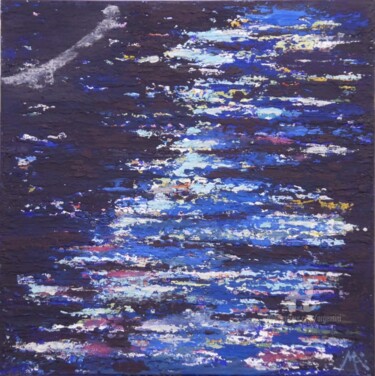 Peinture intitulée "Coulée bleue" par Marina Argentini, Œuvre d'art originale, Pigments