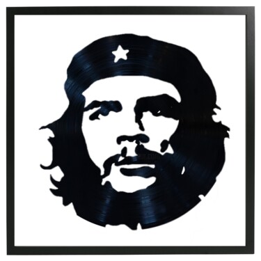Sculptuur getiteld "CHE ON VINYL DISC" door Olivier De Tullasky, Origineel Kunstwerk, Plastic