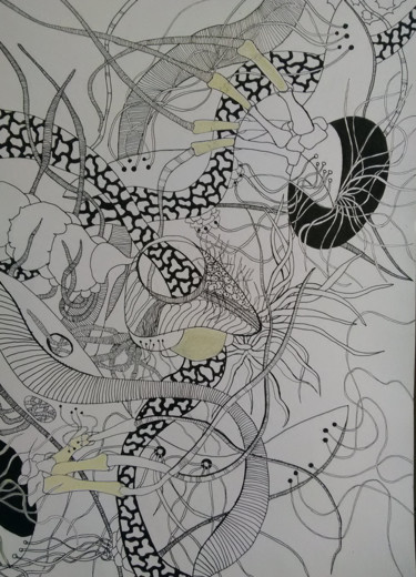 Drawing titled "water monsters n°1" by Christophe Gueraut, Original Artwork