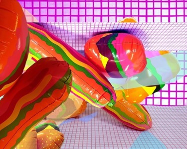Collagen mit dem Titel "BURGERVERSE" von Megan Stroech, Original-Kunstwerk