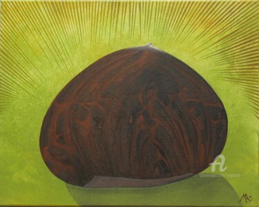 Painting titled "Châtaigne moko" by Marina Argentini, Original Artwork, Acrylic Mounted on Wood Stretcher frame