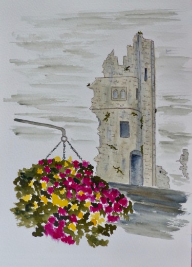 Peinture intitulée "Ruins of the Askeat…" par Véronique Crombé, Œuvre d'art originale, Aquarelle