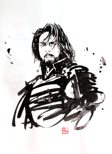 Рисунок под названием "the last samurai" - Péchane, Подлинное произведение искусства, Чернила