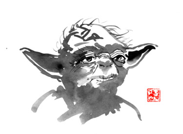 Desenho intitulada "master yoda" por Péchane, Obras de arte originais, Tinta