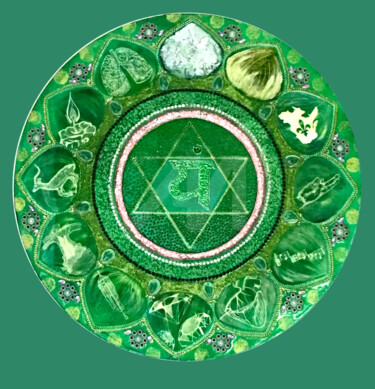 Peinture intitulée "Anahata chakra TAB1" par Mona Bessaa, Œuvre d'art originale, Acrylique