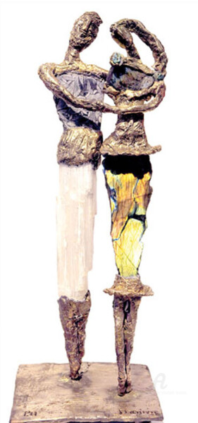 Sculpture intitulée "Couple labradorite" par Elisabeth Brainos, Œuvre d'art originale, Bronze