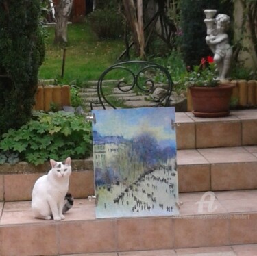 Dessin intitulée "Léo surveille une c…" par Marie Andrée Hembert, Œuvre d'art originale, Acrylique
