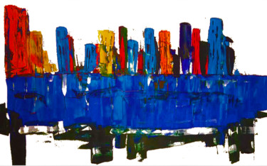 Painting titled "bleu" by Graham Rhodes, Original Artwork, Acrylic