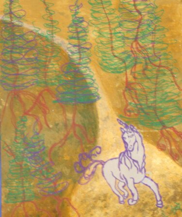 绘画 标题为“Danse de la Licorne” 由Corinne Brossier (Atelier de l'imaginaire), 原创艺术品, 丙烯