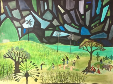 Peinture intitulée "Les coupeurs de can…" par Pierre Carret, Œuvre d'art originale, Acrylique