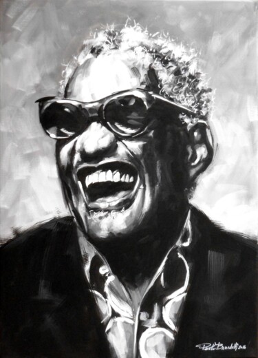 绘画 标题为“RAY CHARLES - 532.j…” 由Paolo Benedetti, 原创艺术品, 丙烯 安装在artwork_cat.上