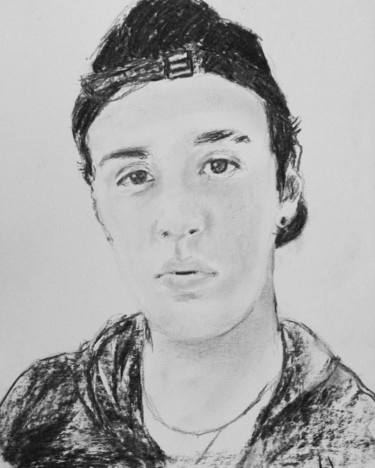 「Portrait of Pedro」というタイトルの描画 Dominique Dèveによって, オリジナルのアートワーク, 木炭