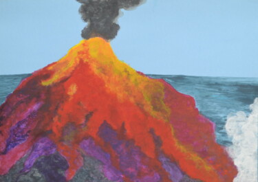 Ζωγραφική με τίτλο "Volcano Blows" από Jessie Moerk Nee Hogg, Αυθεντικά έργα τέχνης, Ακρυλικό