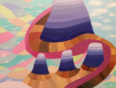 Peinture intitulée "Le chemin rose" par Many, Œuvre d'art originale, Acrylique