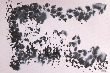 Peinture intitulée "Phénix - paysage on…" par Clau Redier-Clément, Œuvre d'art originale, Encre