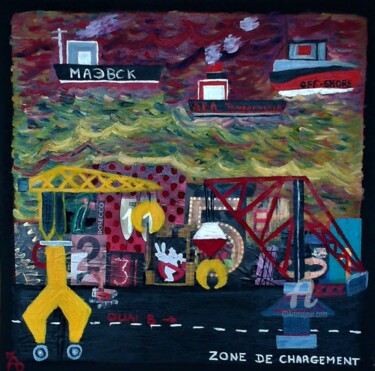 Peinture intitulée "Port industriel" par Isabelle Barataud, Œuvre d'art originale, Huile
