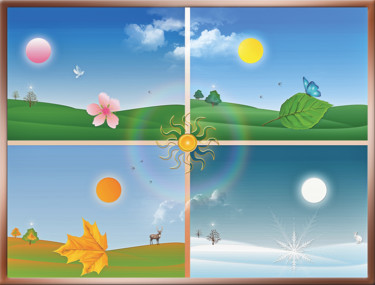 Digital Arts titled "Les quatre saisons" by Harald Dastis, Original Artwork, Digital Painting
