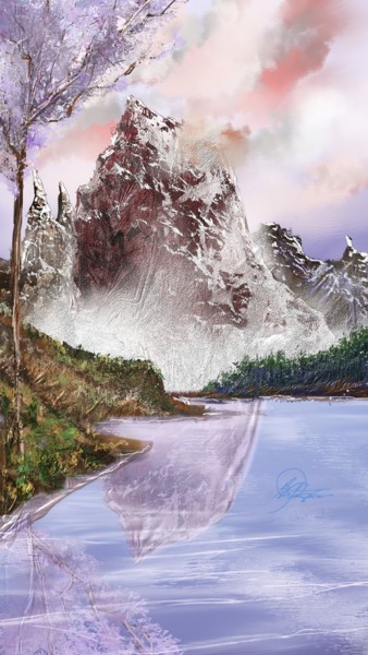 Painting titled "201801091850mountai…" by Skywalker, Original Artwork, Ink
