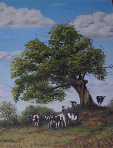 Painting titled "Chataignier seculai…" by Lou Streel, Original Artwork, Oil