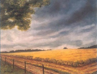 Peinture intitulée "Solitude Champetre.…" par Lou Streel, Œuvre d'art originale, Huile Monté sur Châssis en bois
