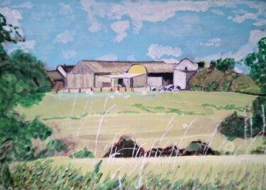 Farm Buildings (landscape / paysage) Peinture intitulée "Farm Buildings (lan…" par John Ewen, Œuvre d'art originale, Acrylique