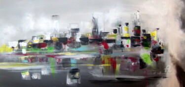 Peinture intitulée "CITY VILLE" par Léti, Œuvre d'art originale, Acrylique Monté sur Carton