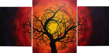 Silhouette d'arbre noir Painting titled "Silhouette d'arbre…" by Jonathan Pradillon, Original Artwork, Acrylic Mounted on Wood Stretcher frame
