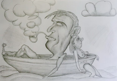 제목이 "the-couple-in-the-b…"인 그림 Andrei Klenov로, 원작, 연필