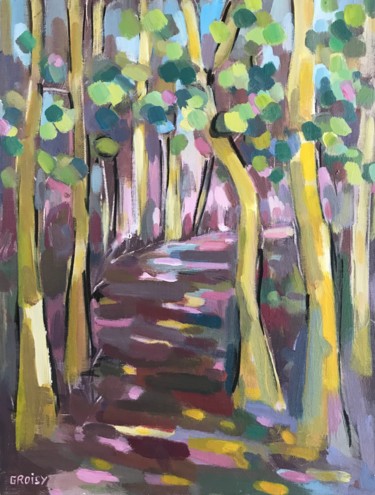 Malerei mit dem Titel "Forêt 14 - L’Etang…" von Jean-François Groisy, Original-Kunstwerk, Acryl