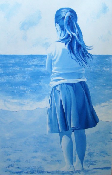 Painting titled "PENSIVE" by Stephanie Ledroit, Original Artwork, Acrylic