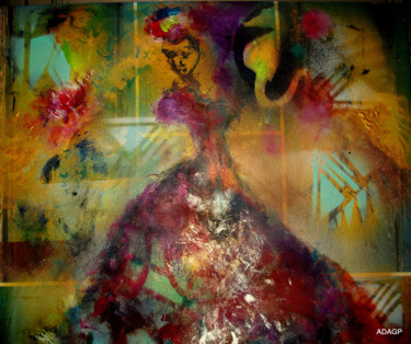 Madame danse... Peinture intitulée "Madame danse..." par Dominique Bertrand, Œuvre d'art originale, Acrylique Monté sur Châssis en bois
