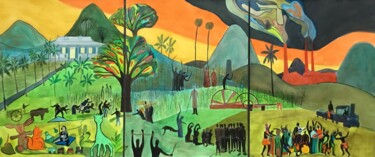 Le retour d'Adèle en Martinique Malerei mit dem Titel "Le retour d'Adèle e…" von Pierre Carret, Original-Kunstwerk, Acryl Auf Glas montiert