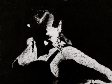 Drawing titled "Flamenco Dancer" by Dominique Dève, Original Artwork, Ink