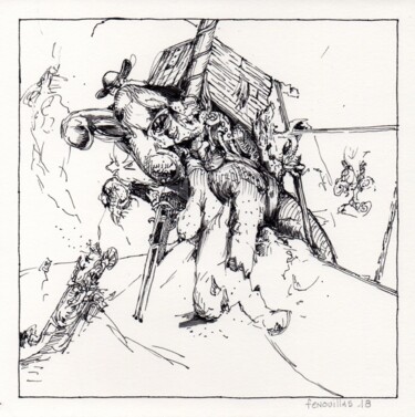 Drawing titled "Porteur d'images." by Jean-Bernard Fenouillas, Original Artwork, Ink