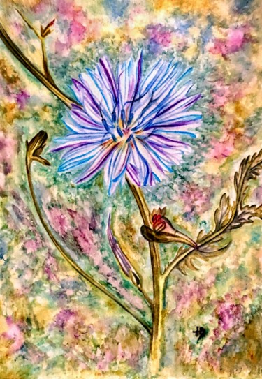 Painting titled "Bleuet" by Anne Brigaud, Original Artwork