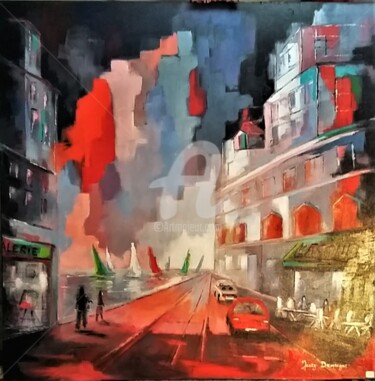Peinture intitulée ""Ce soir je dîne su…" par Jacky Dumergue, Œuvre d'art originale, Huile