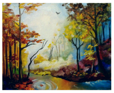 Painting titled "Лес.png" by Anna, Original Artwork, Oil