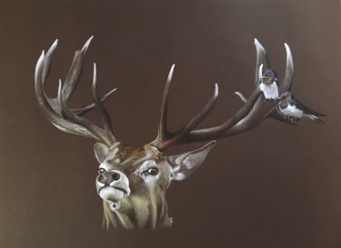 Peinture intitulée "Cervidé n°1" par Isabelle Molinard, Œuvre d'art originale, Acrylique