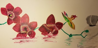 Peinture intitulée "orchidées mon amour" par Pascal, Œuvre d'art originale