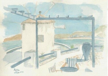 Pintura intitulada "9907 Parikia" por Aquarelles-Alain, Obras de arte originais, Aquarela