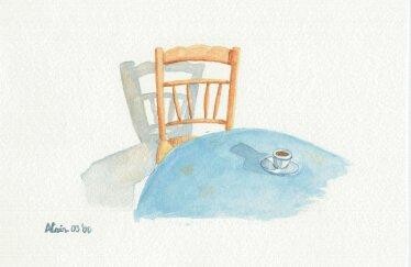Pintura intitulada "0003 Chaise" por Aquarelles-Alain, Obras de arte originais, Aquarela
