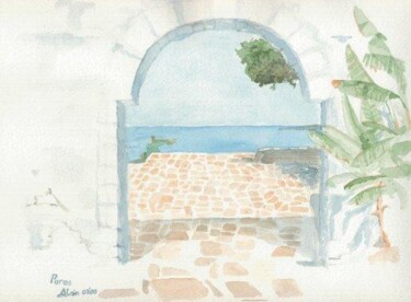 Pintura intitulada "0003 PorteParos" por Aquarelles-Alain, Obras de arte originais, Óleo